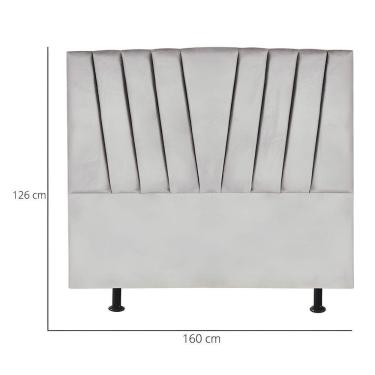 Imagem de Cabeceira Estofada Cama Casal Queen Size 160 Cm Malu Veludo Cinza Claro
