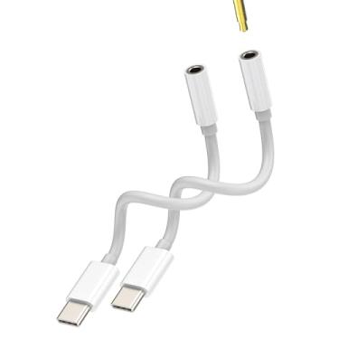 Imagem de Adaptador USB C para conector de 3,5 mm (pacote com 2) para Apple para iPhone 15 Pro Max Plus Mini para iPad, compatível com fones de ouvido Samsung DAC, acessórios de áudio, carro, tipo C, cabo tipo