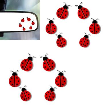 Imagem de 2 peças de decalque de espelho de carro joaninhas, adesivos de espelhos retrovisores, acessórios de carro de joaninhas, adesivos e decalques para carros, presentes para mulheres, homens, crianças