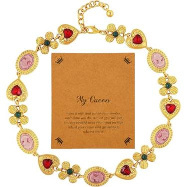 Imagem de Warmhope Colar com pingente grosso medieval da era vitoriana para mulheres elegantes, bijuteria de inspiração bizantina com estética vintage, Universal size, Latão, Sem Pedra Preciosa