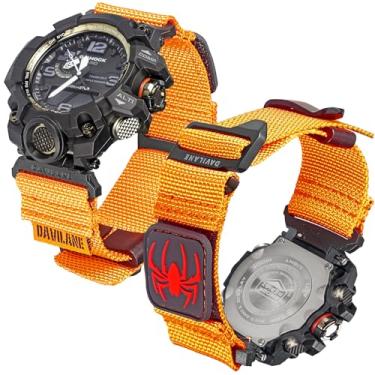 Imagem de DAVILANE Pulseira de relógio militar de nylon para Casio G-shock GWG-1000 GWG1000, pulseira de relógio de liberação rápida de 16 mm com patches intercambiáveis e fecho de gancho G
