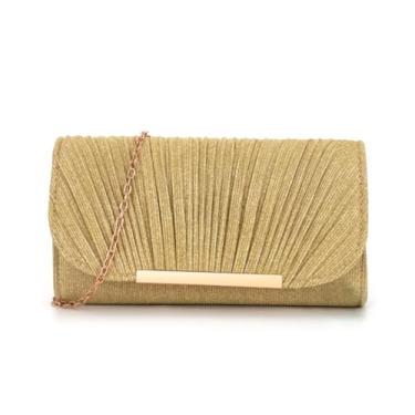 Imagem de SANOVIO Bolsa clutch feminina para noite | Bolsa transversal para festa | Acessório de casamento, formatura e namoro, Ouro - 2