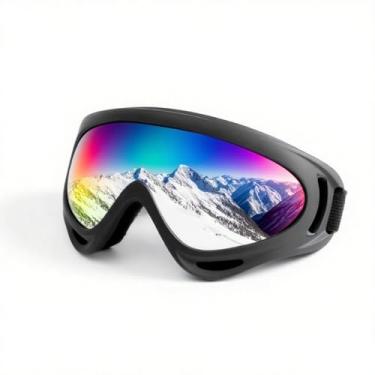 Imagem de ZQtyf Óculos de esqui na neve – Óculos de proteção UV ajustáveis para equitação, óculos de snowboard para motocicleta, quadriciclo, para jovens, homens, mulheres, crianças, meninos ou meninas (preto)