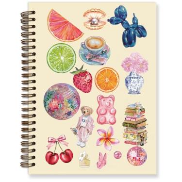 Imagem de TFKFJLF Lindo caderno universitário de toranja Y2K para meninas adolescentes, caderno de composição de livros fofos, cadernos de bola de discoteca, caderno espiral para meninas e mulheres, material