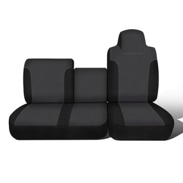 Imagem de Jokuye Capa de assento frontal dividida 40/60 com ajuste personalizado para Isuzu NPR 1995 199 61997 1998 1999 2000 2001 2002 2003 2004 2005, tecido de malha com forro de espuma macia e design