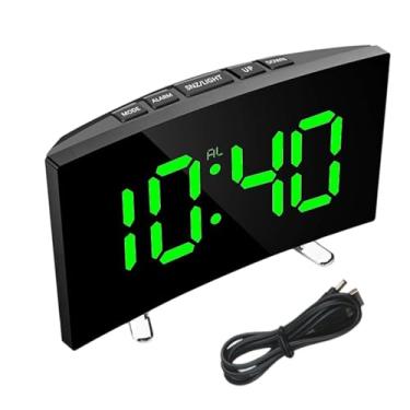 Imagem de Despertadores digitais para crianças, Despertador digital | Tela curvada do despertador LED | Despertador eletrônico LED, relógios de mesa para quarto, cabeceira, despertador silencioso