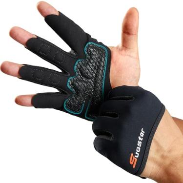 Imagem de SueStar Luvas de levantamento de peso parcial, luvas de treino de dedo 3/4 para homens e mulheres, proteção total da palma e aderência de silicone, academia para musculação, exercícios, fitness