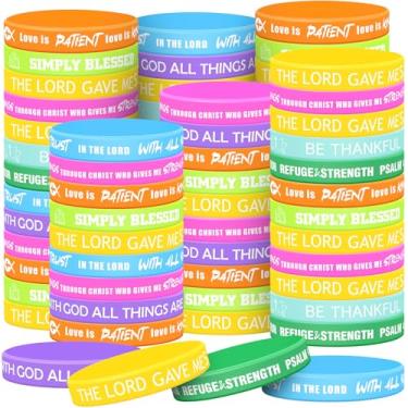 Imagem de Syhood 200 pulseiras religiosas de silicone em massa com escrituras cristãs, pulseiras de borracha com versículo bíblico, pulseiras espirituais inspiradoras para homens, mulheres, crianças,