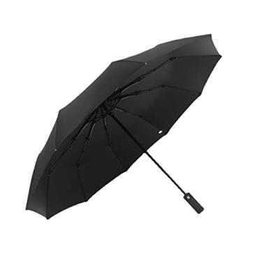 Imagem de Pssopp Guarda-chuva Compacto, Guarda-chuva de Viagem Automático Preto Com Revestimento Espesso para Proteção, Estrutura de Metal Resistente, Design Portátil para Mochila de Negócios Ao Ar