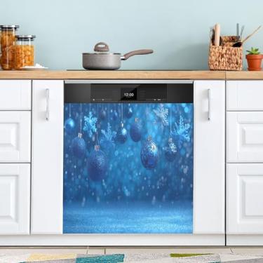 Imagem de ATTX Blue Snowflakes capa magnética para lava-louças, 58,4 cm C x 66 cm A decoração da capa da máquina de lavar louça, decalques de armário doméstico eletrodomésticos adesivos #192