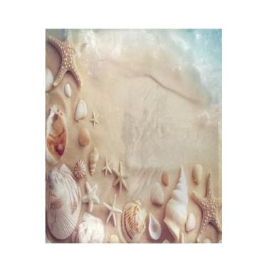 Imagem de Blueangle Linda manta de concha de estrela do mar super macio e quente, 127 x 152 cm, leve para todas as estações, cobertor aconchegante para cama, sofá, sofá, fácil de cuidar (150)