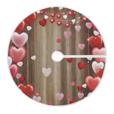 Imagem de Blueangle Saia de árvore de coração rosa vermelha de 118 cm para decoração de dia dos namorados (290)