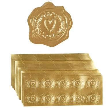 Imagem de 200 peças de adesivos dourados em relevo para envelopes, convites de casamento, cartões de felicitações de Natal