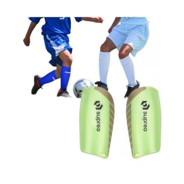 Imagem de Caneleira de Proteção para Futebol Com Placa de PE e Revestimento em EVA Macio Conforto, Resistência e Absorção de Impacto infantil Adulto Esporte (Verde, S)