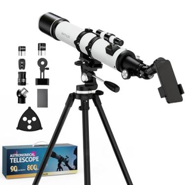 Imagem de 90mm Aperture Telescope 800mm Focal Length Refractor for Beginners & Adult, Professional Astronomy Telescope with 32X-240X Magnification, 3X Barlow Lens & Phone Adapter