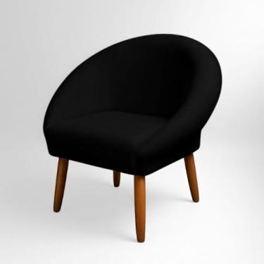 Imagem de Poltrona Cadeira Moderna Estofada em Veludo para Sala de Espera Confortável e Resistente — Estrutura Reforçada (Preto)