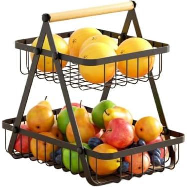 Imagem de Fruteira De Mesa Organizador De Frutas Cesto Metal Aramado Multiuso (Frutas, Legumes e etc) - 2 Andares