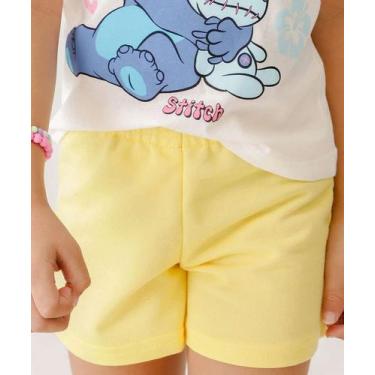 Imagem de Conjunto Infantil Manga Curta Stitch Disney Tam 4 a 10-61110, Off whit