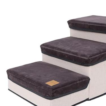 Imagem de Generic para Cães de Estimação Com Flanela Macia e Esponja Elástica, 3 Caixas de Armazenamento Dobráveis ​​para Subir Escadas para Sofá-cama Alta, Adequada para Filhotes e Cães Idosos (Cinza)