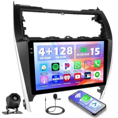 Imagem de Hikity Estéreo automotivo Android 4+128G para Toyota Camry 2012-2014, rádio com tela sensível ao toque embutida de 10,1 polegadas com CarPlay, Android Auto, Bluetooth, navegação GPS, WiFi, FM, RDS +
