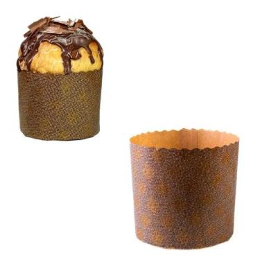 Imagem de Forma Panetone Kraft Fiori Papel Forneável 250G 12Un - Ecopack