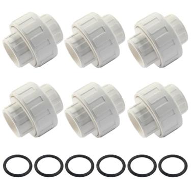 Imagem de Rierdge Encaixe de tubulação de união de PVC de 1,27 cm - Adaptador de união deslizante com anel de vedação, conector de PVC branco para sistemas de irrigação e encanamento, pacote com 2