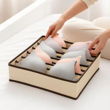 Imagem de Organizador Dobravel Gaveta Guarda Roupa 7 Divisórias Sutiã Cor:Bege -