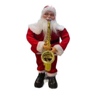 Imagem de Papai Noel Musical Dançante com Saxofone e Sensor de Presença, 60cm, Bivolt, Decoração Natalina Interativa