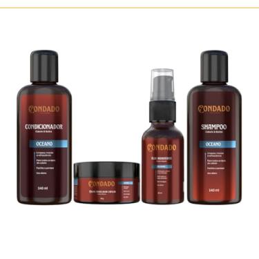 Imagem de Kit Shampoo Condicionador Creme modelador Óleo Hidratante Masculino Cabelo Barba Premium Condado (Oceano (Refrescante))