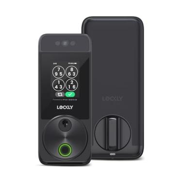 Imagem de Lockly Visage Smart Lock, reconhecimento facial e fechadura de porta de entrada sem chave de impressão digital, fechadura Wi-Fi integrada com chave Apple Home, teclado PIN Genie, controle remoto de