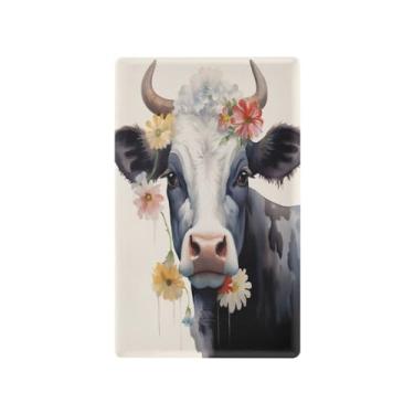 Imagem de Wassud Placa de cobertura para interruptor de luz, 1 capa de tomada em branco, placa de parede, flor, vaca, decoração de casa, sala de estar, quarto, decoração