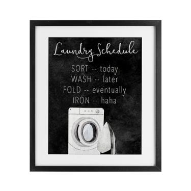 Imagem de Stupell Industries Lazy Laundry Schedule Humor Impressão emoldurada preta sob vidro, design de Kim Allen, 16 x 13