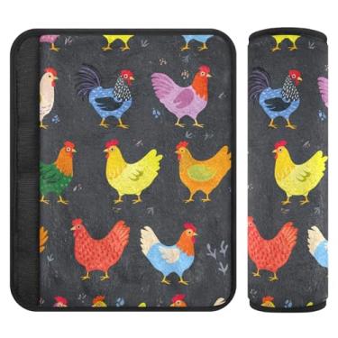 Imagem de Burbuja Capa para cinto de segurança de carro Chickens Protetor de cinto de segurança macio confortável para alça de ombro de assento, 1 par pequeno