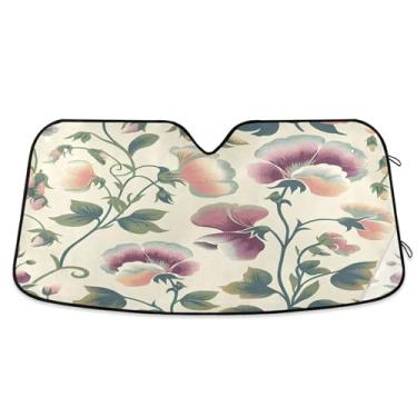 Imagem de Burbuja Para-brisa de carro planta retrô, protetor de viseira de sol, bloco de raios UV, acordeão dobrável para janela frontal, 140 x 70 cm