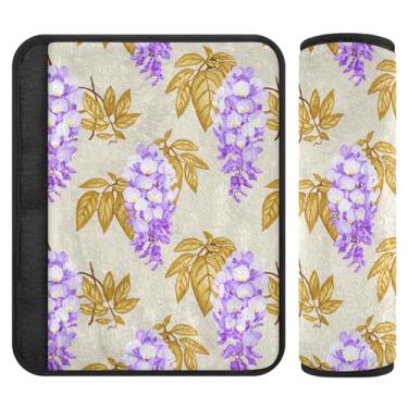 Imagem de Burbuja Capa para cinto de segurança de carro Lilic Flowers Protetor de cinto de segurança de carro macio confortável para alça de ombro de assento, 1 par pequeno