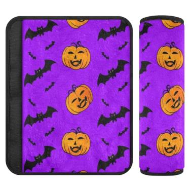 Imagem de Burbuja Capa para cinto de segurança de carro Pumpkins Bats Protetor de cinto de segurança de carro macio confortável para alça de ombro de assento, 1 par médio