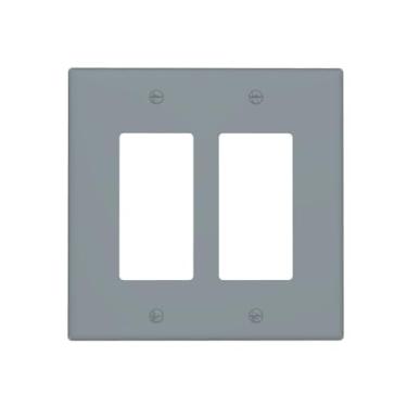 Imagem de WUYOCHA Capas decorativas cinza para interruptor de luz de 2 gangs, placas de parede com balancim duplo para tomadas elétricas, capas de placa de interruptor para quarto, cozinha, decoração de casa