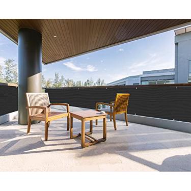 Imagem de LOVE STORY Tela De Privacidade Para Varanda Preta 2,5' X 10', Proteção Uv (Pead), Resistente Às Intempéries, 3 Pés Altura, Deck, Pátio, Quintal, Piscina Externa, Varanda, Corrimão