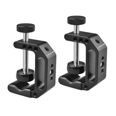 Imagem de Lanxire Braçadeira universal C com orifício de rosca de 0,6 cm a 50,5 cm e 16 mm para suporte de mesa, equipamento de montagem de microfone, monitor LCD - pacote com 2