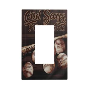 Imagem de Capas decorativas para interruptores de luz, beisebol, 1 Gang Rocker Outlet Placa decorativa para interruptores de luz GFCI