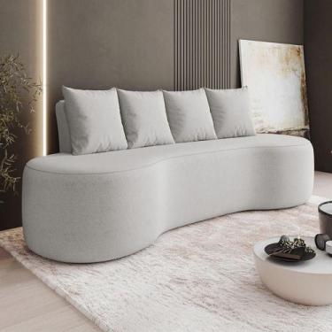 Imagem de Sofá 3 Lugares Orgânico 210cm Com Almofadas Benin Bouclê Cinza B03 - D