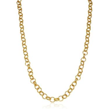 Imagem de Colar Feminino de Moeda Antiga Banhada a Ouro 18k - Corrente Elo Português 6mm