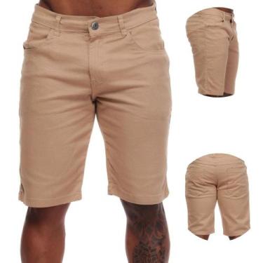 Imagem de Bermuda Masculina Sarja Sport Fino Volgue Alfaiataria Elastano, Bege, 