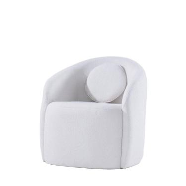Imagem de Poltrona Giratória Estofada com Almofada Nuvia - Linho Texturizado Off White