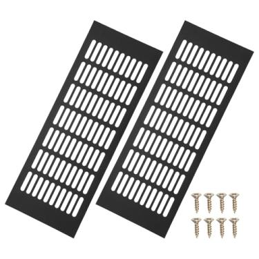 Imagem de PATIKIL 2 peças de tampa de ventilação de porta de 40,6 x 15,2 cm, capa de ventilação de grade de alumínio com parafusos de montagem para porta de teto de armário de guarda-roupa, preto