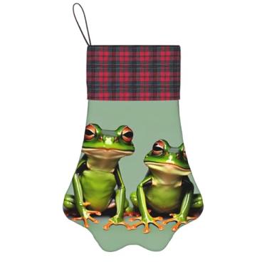 Imagem de SKKNT 1 estampa de sapos verdes engraçados meias de Natal animais de estimação decoração de natal cães gatos árvore decoração doce presente conveniente