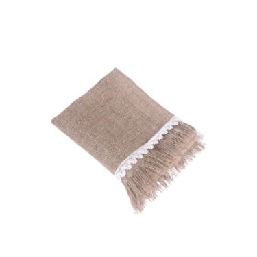 Imagem de Caminho de Mesa Rústico, Juta Natural e Malva, Bege, 130 x 40 cm, Estilo Boho e Farmhouse, Contemporâneo, 0.18 kg