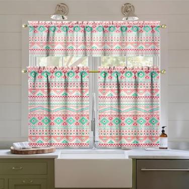 Imagem de Tapesb Conjunto de 3 peças de cortinas e sanefas de cozinha boho para janelas de cozinha, decoração de casa de fazenda, decoração sobre pia 69,8 x 91,4 cm