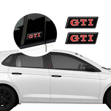 Imagem de Par Emblemas Gti Alto Relevo Vw Golf Up Polo Coluna 4,5x1,6cm Cromado
