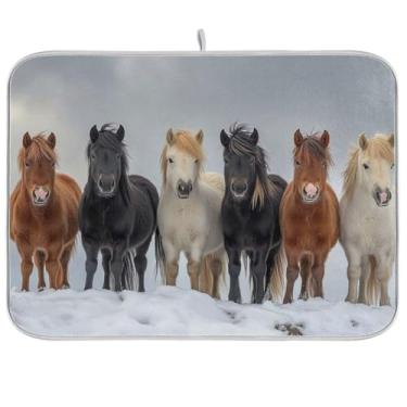 Imagem de Tapetes de secagem de pratos de neve fofos para balcão de cozinha, 40,6 x 45,7 cm, tapete de escorredor de pratos de microfibra para café, protetor de bancada de cozinha